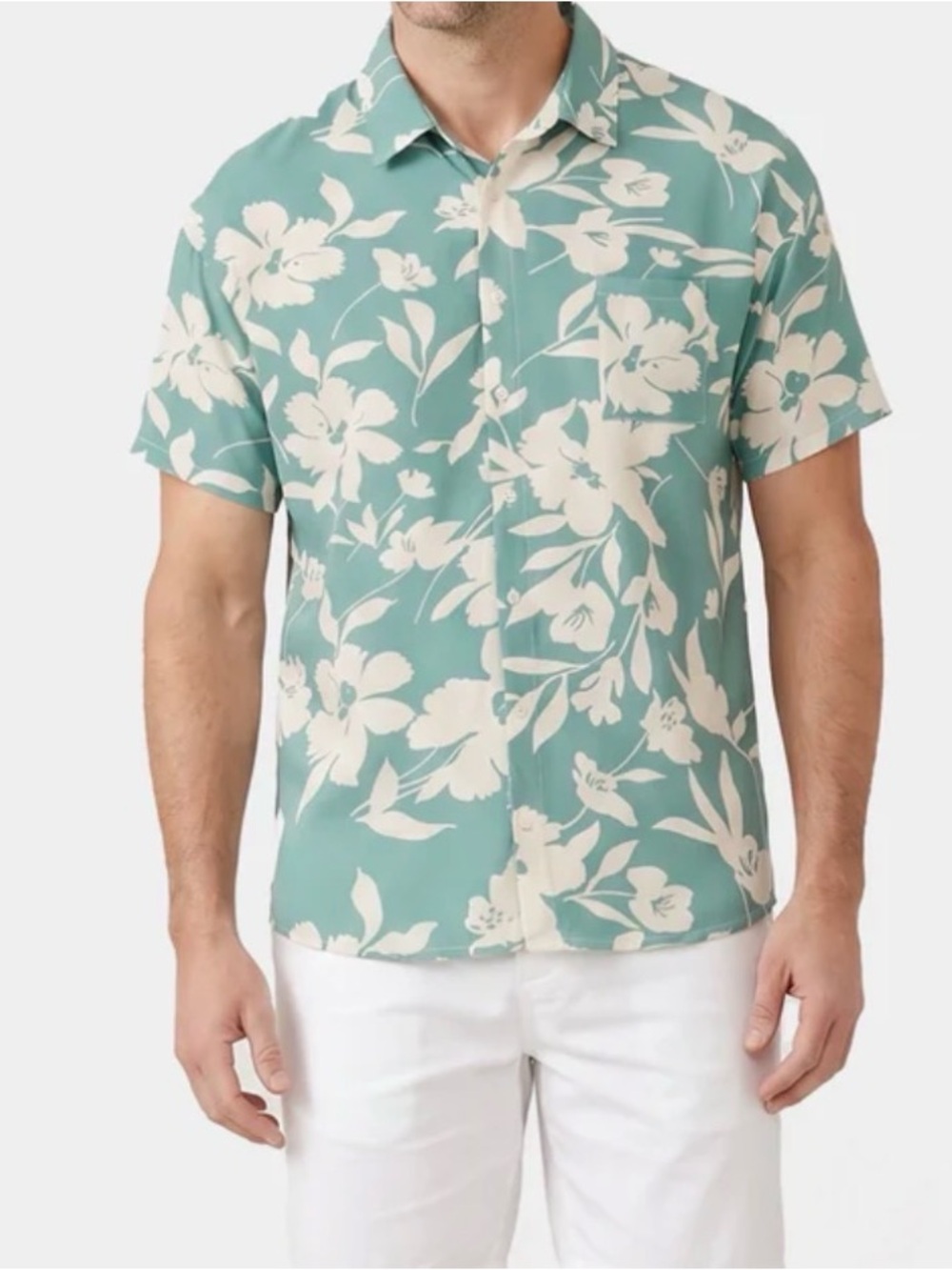 Patpat Men Leaf Print Green Short-sleeve Shirt